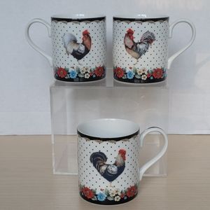 Vera Bradley Chanticleer Black White Rooster Andrea By Sadek Coffee Mugs 3